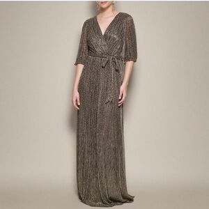 Eliza J Elbow Sleeve Foil Knit Maxi dress- size 8